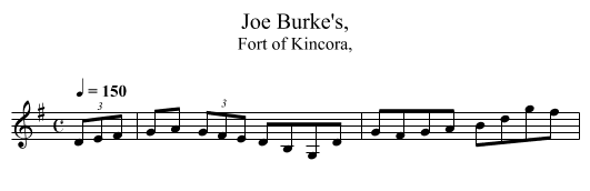 Joe Burke's, - staff notation