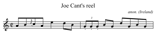 Joe Cant's reel - staff notation