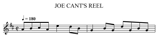 JOE CANT'S REEL - staff notation