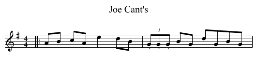Joe Cant's - staff notation