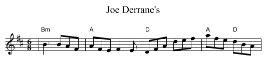 Joe Derrane's - staff notation