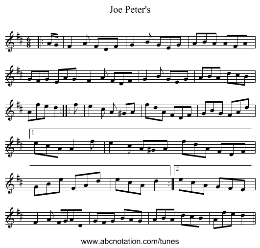 Joe Peter's - staff notation