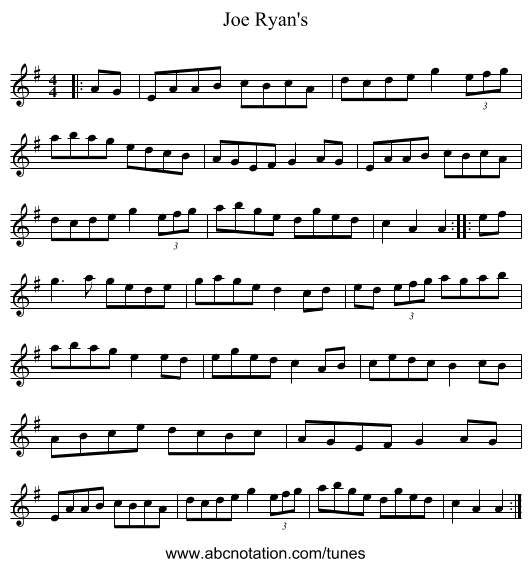 Joe Ryan's - staff notation