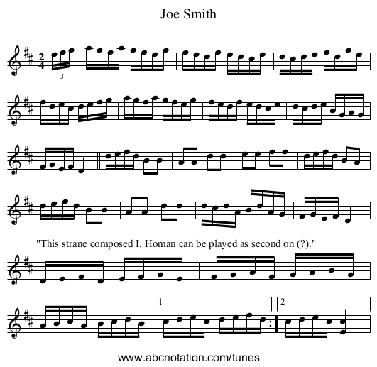 Joe Smith - staff notation