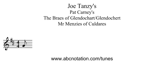 Joe Tanzy's - staff notation