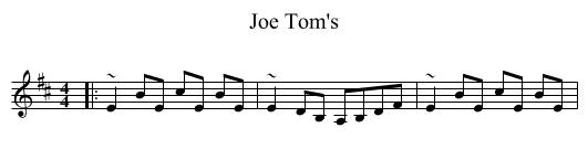 Joe Tom's - staff notation