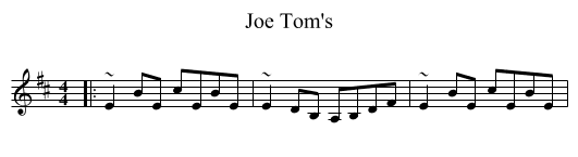 Joe Tom's - staff notation