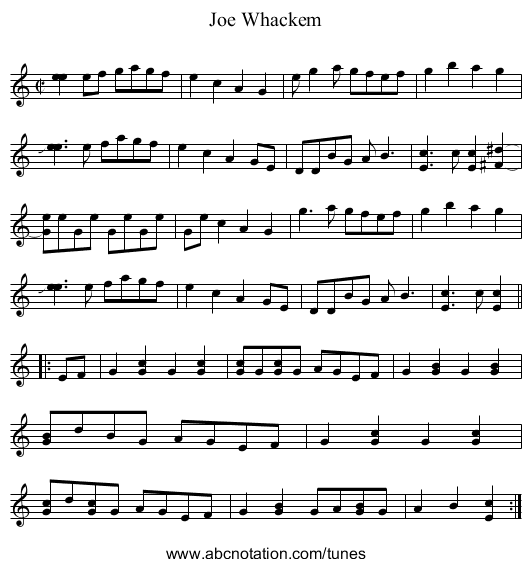 Joe Whackem - staff notation