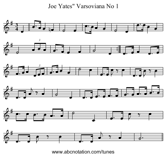 Joe Yates Varsoviana No 1 - staff notation
