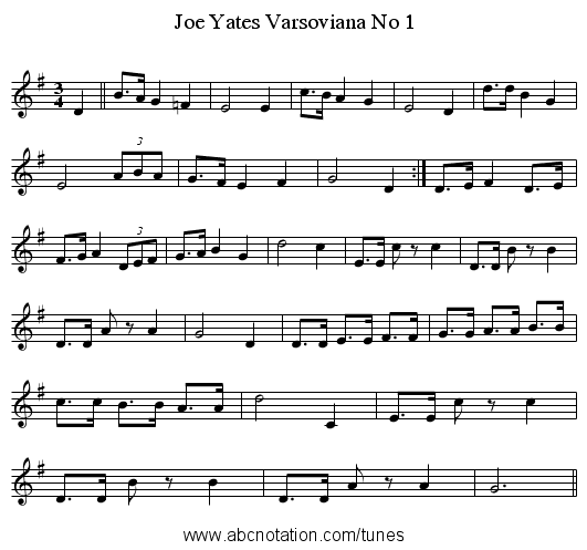 Joe Yates Varsoviana No 1 - staff notation