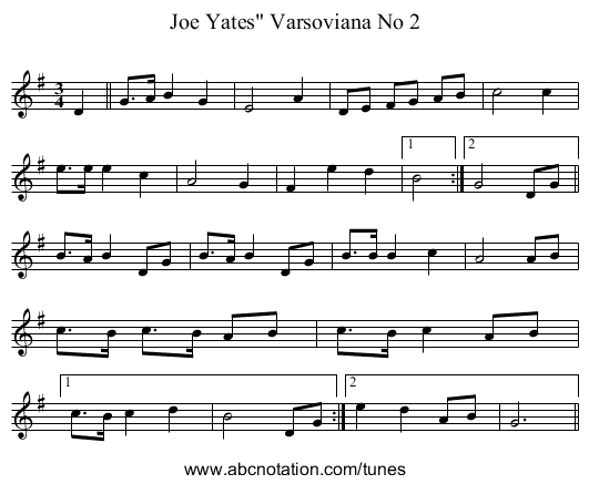 Joe Yates Varsoviana No 2 - staff notation