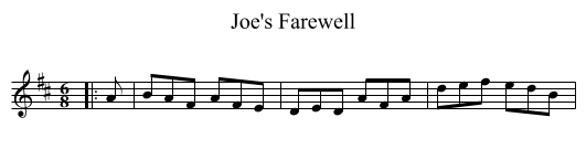 Joe's Farewell - staff notation