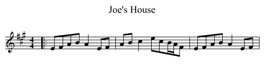 Joe's House - staff notation