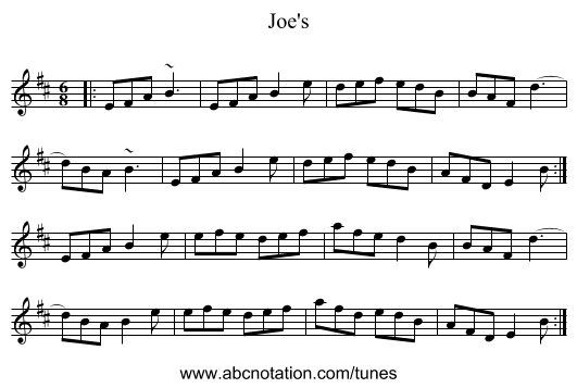 Joe's - staff notation