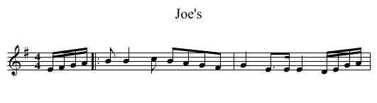 Joe's - staff notation