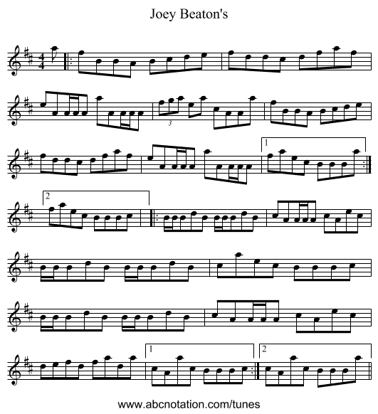 Joey Beaton's - staff notation