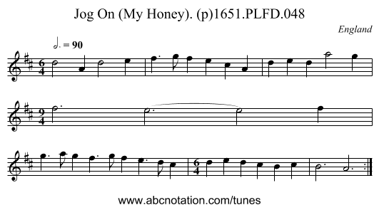 Jog On (My Honey). (p)1651.PLFD.048 - staff notation