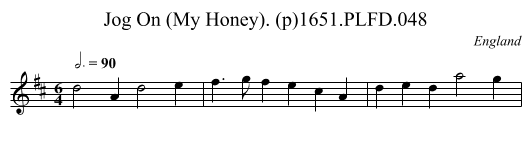 Jog On (My Honey). (p)1651.PLFD.048 - staff notation