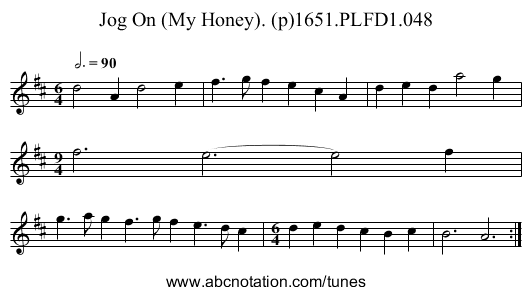 Jog On (My Honey). (p)1651.PLFD1.048 - staff notation