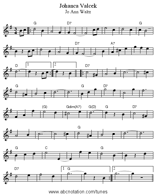 Johanca Valcek - staff notation