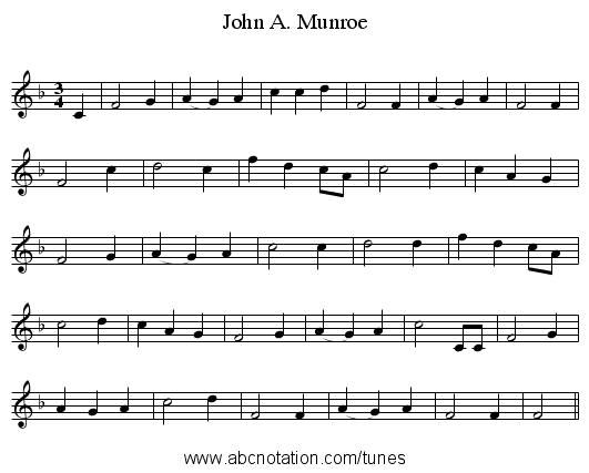 John A. Munroe - staff notation