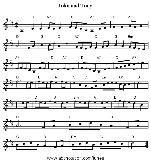 John and Tony - staff notation