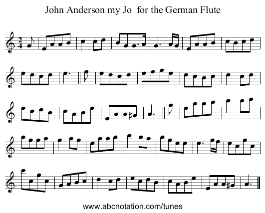 John Anderson my Jo  for the German Flute - staff notation