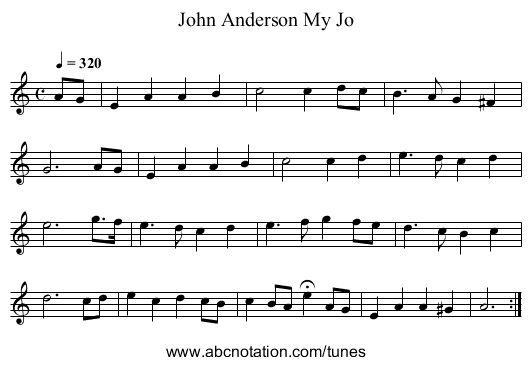 John Anderson My Jo - staff notation