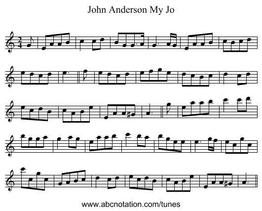 John Anderson My Jo - staff notation