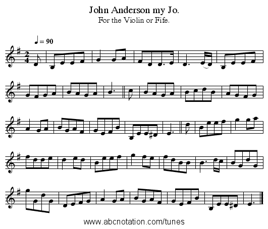 John Anderson my Jo. - staff notation