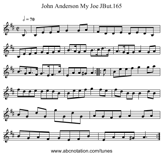 John Anderson My Joe JBut.165 - staff notation