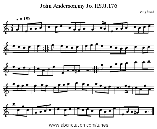 John Anderson,my Jo. HSJJ.176 - staff notation