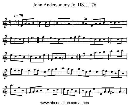 John Anderson,my Jo. HSJJ.176 - staff notation