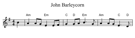John Barleycorn - staff notation
