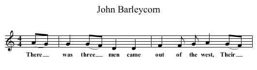 John Barleycorn - staff notation