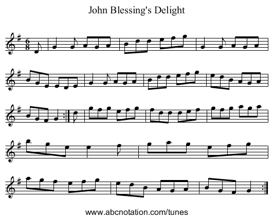 John Blessing's Delight - staff notation