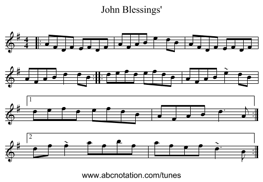 John Blessings' - staff notation