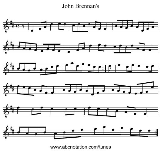 John Brennan's - staff notation