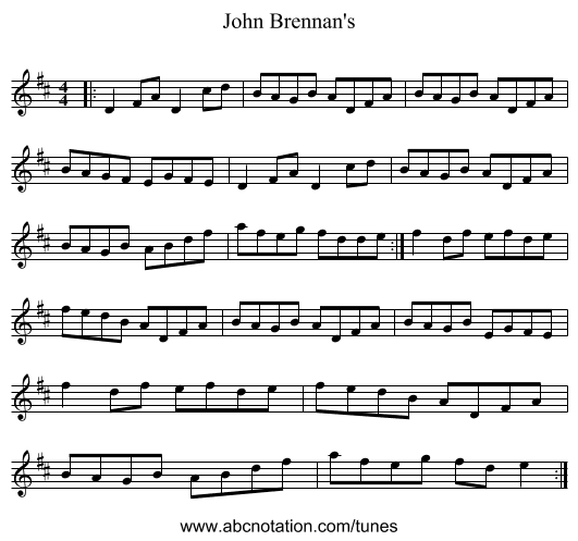 John Brennan's - staff notation