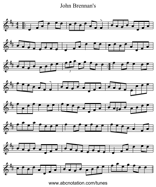 John Brennan's - staff notation