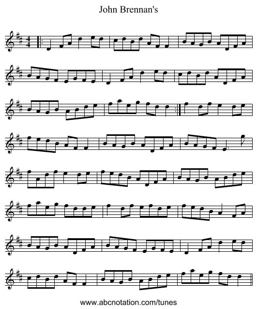 John Brennan's - staff notation