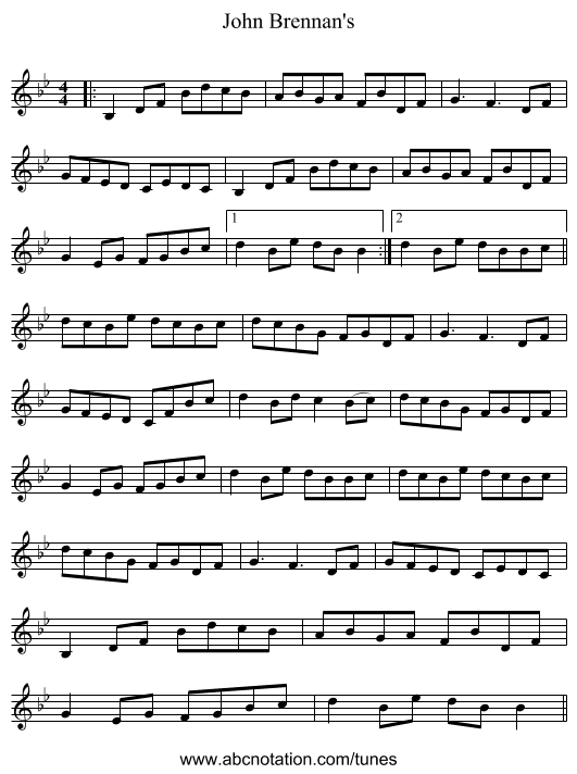 John Brennan's - staff notation