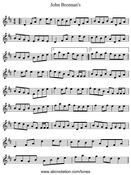 John Brennan's - staff notation