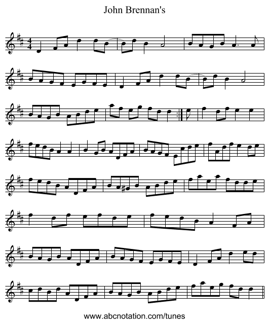 John Brennan's - staff notation