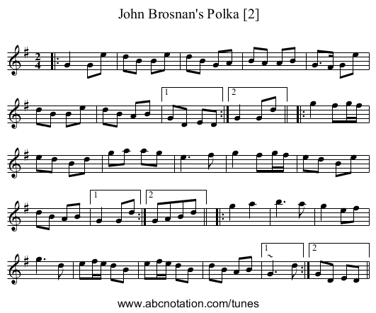 John Brosnan's Polka [2] - staff notation