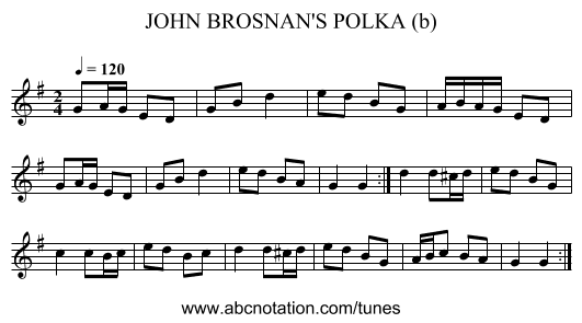 JOHN BROSNAN'S POLKA (b) - staff notation