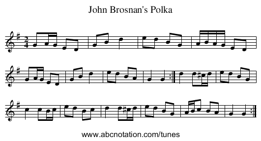 John Brosnan's Polka - staff notation