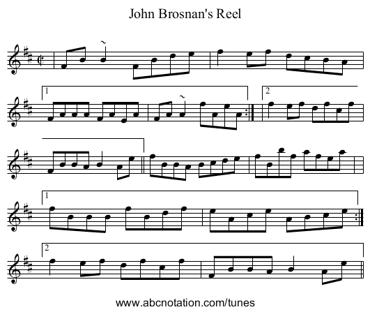 John Brosnan's Reel - staff notation