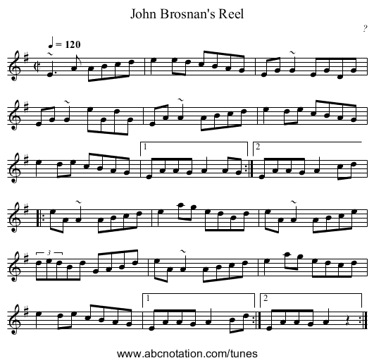 John Brosnan's Reel - staff notation