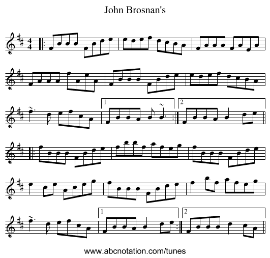 John Brosnan's - staff notation